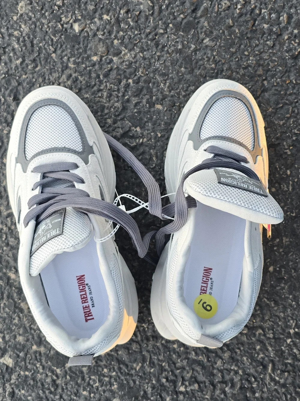 True Religion Men White and Gray Mesh Lace-Up Sneakers